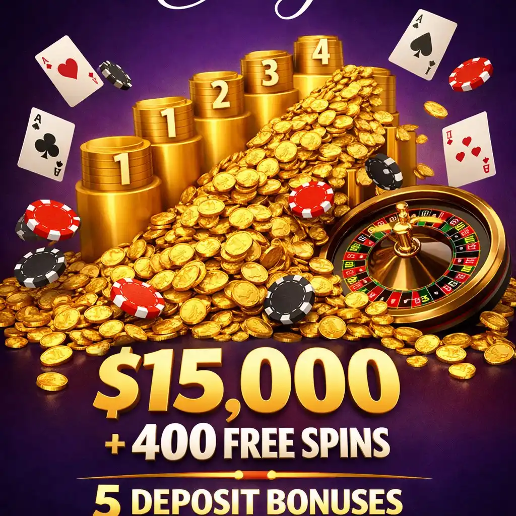 Casiny 5-tier welcome bonus up to $15,000 plus 400 free spins