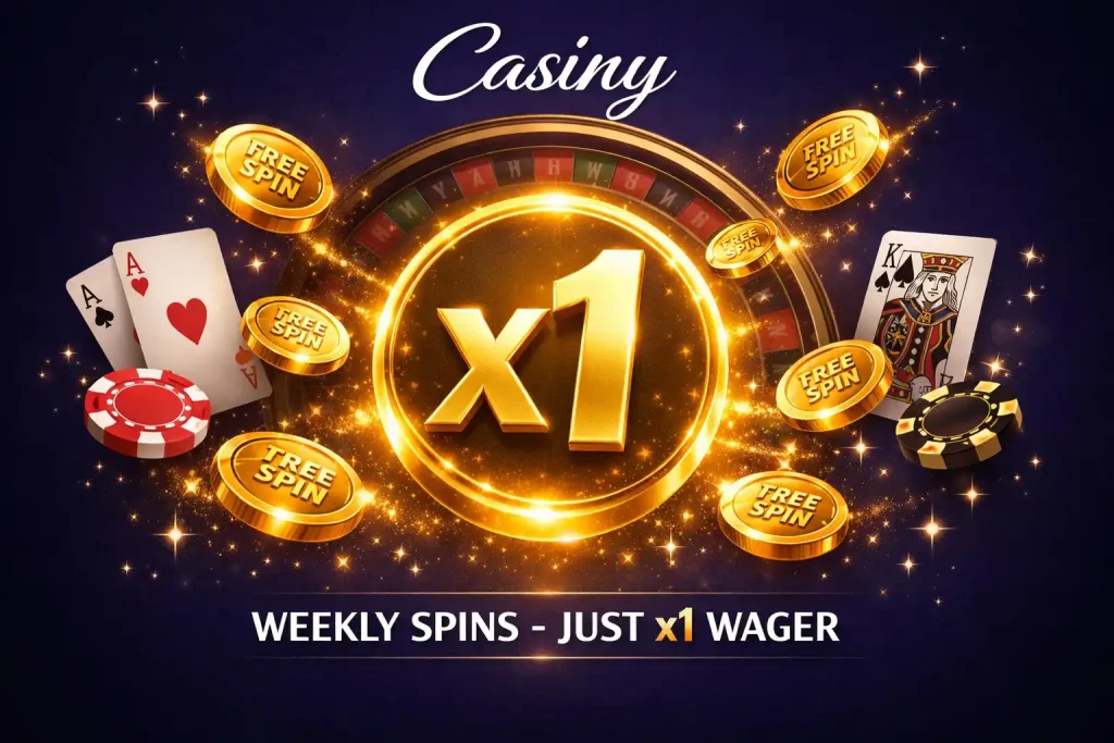 Casiny low wagering free spins bonus for active players