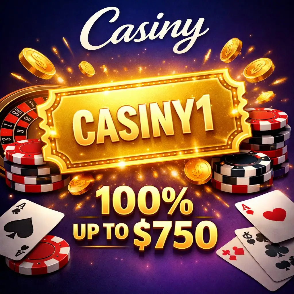 Casiny bonus code CASINY1 for first deposit 100% match