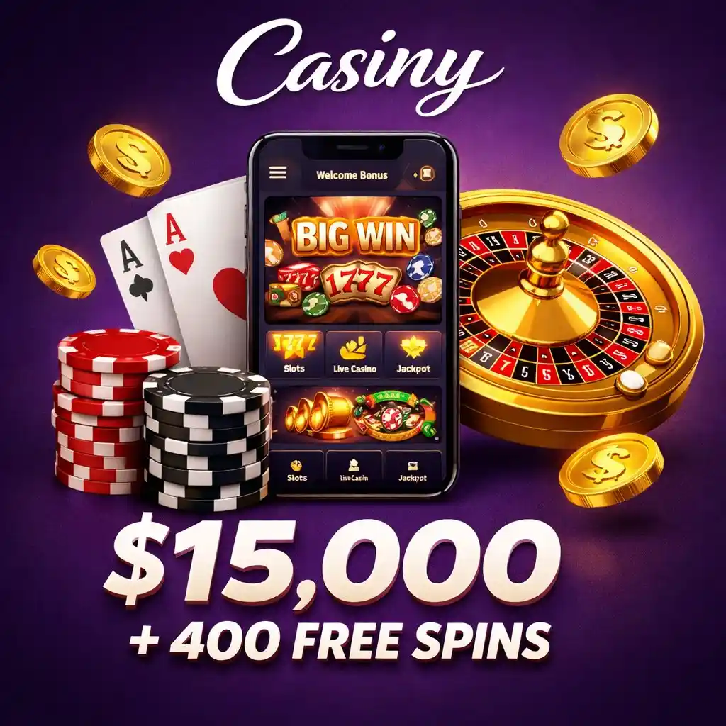 Casiny Casino welcome bonus $15,000 and 400 free spins